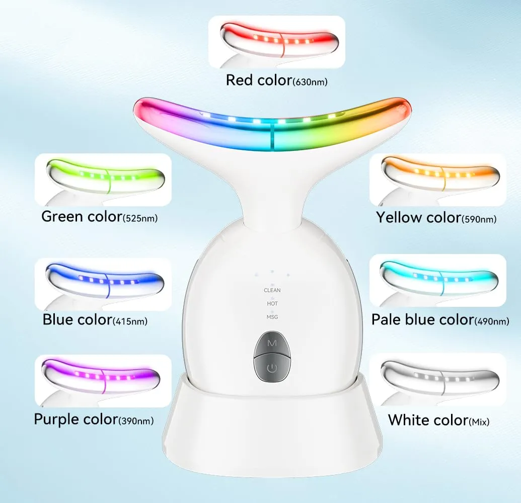 Face Massager Tool，7-in-1 Facial Massager, Face Sculpting Tool with Thermals and Vibration，3 Modes Portable Face Neck Device for Skin Care (White)