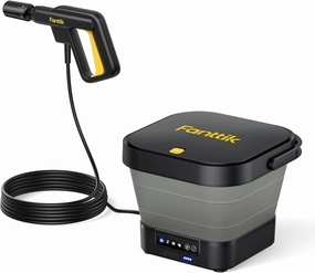 Fanttik NB8 Fold Cordless Electric Pressure Washer w/3.2Gal Tank, 5-in-1 Nozzle, Max 220PSI, 10FT Hose, 4000mAh Lithium Battery, Type-C Charging, Portable Sprayer Washer for Camping, Pet Cleaning
