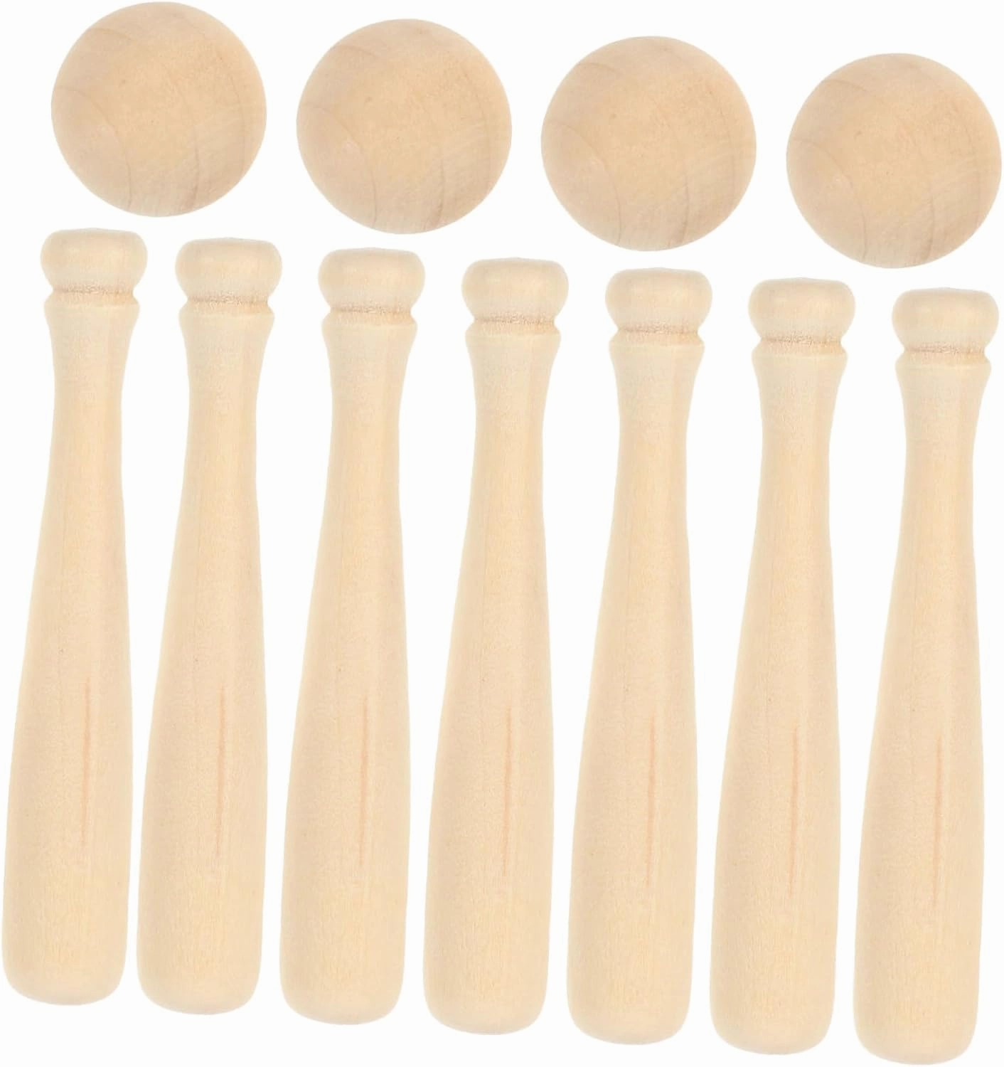 FAVOMOTO 30pcs Mini Unfinished Baseballs Bats Craft Adornments for DIY Painting Decor Unpainted Wood Craft Supplies