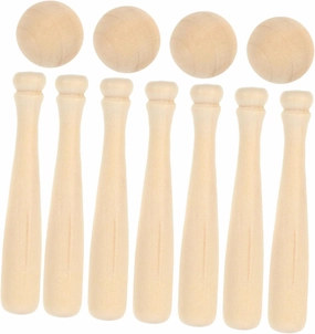 FAVOMOTO 30pcs Mini Unfinished Baseballs Bats Craft Adornments for DIY Painting Decor Unpainted Wood Craft Supplies