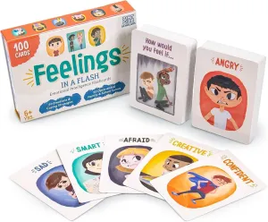 Feelings in a Flash - Emotional Intelligence Flashcard Game - Toddlers & Special Needs Children - Teaching Empathy Activities, Coping & Social Skills - 50 Scenario Cards, 50 Reaction Faces