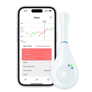 Fertility Tracker – Natural Hormone-Free Ovulation Monitor & Fertility Awareness Device – Smart BBT Thermometer with App for Cycle Tracking, Conception, or Pregnancy Planning – FSA/HSA Eligible
