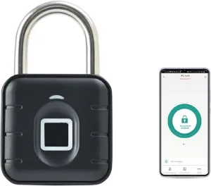 Fingerprint Combination Lock, Fingerprint Lock with TUYA Unlock Locker Lock, Aluminum Alloy Padlock, Keyless Combination Locker Lock, for Gym, School, Travel, Outdoor (Black)