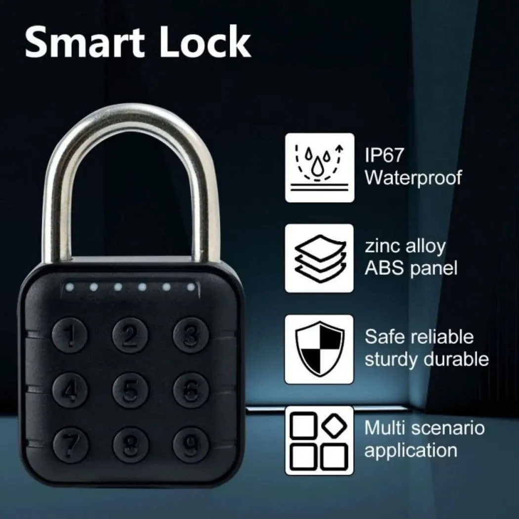Fingerprint Combination Lock, Fingerprint Lock with TUYA Unlock Locker Lock, Aluminum Alloy Padlock, Keyless Combination Locker Lock, for Gym, School, Travel, Outdoor (Black)