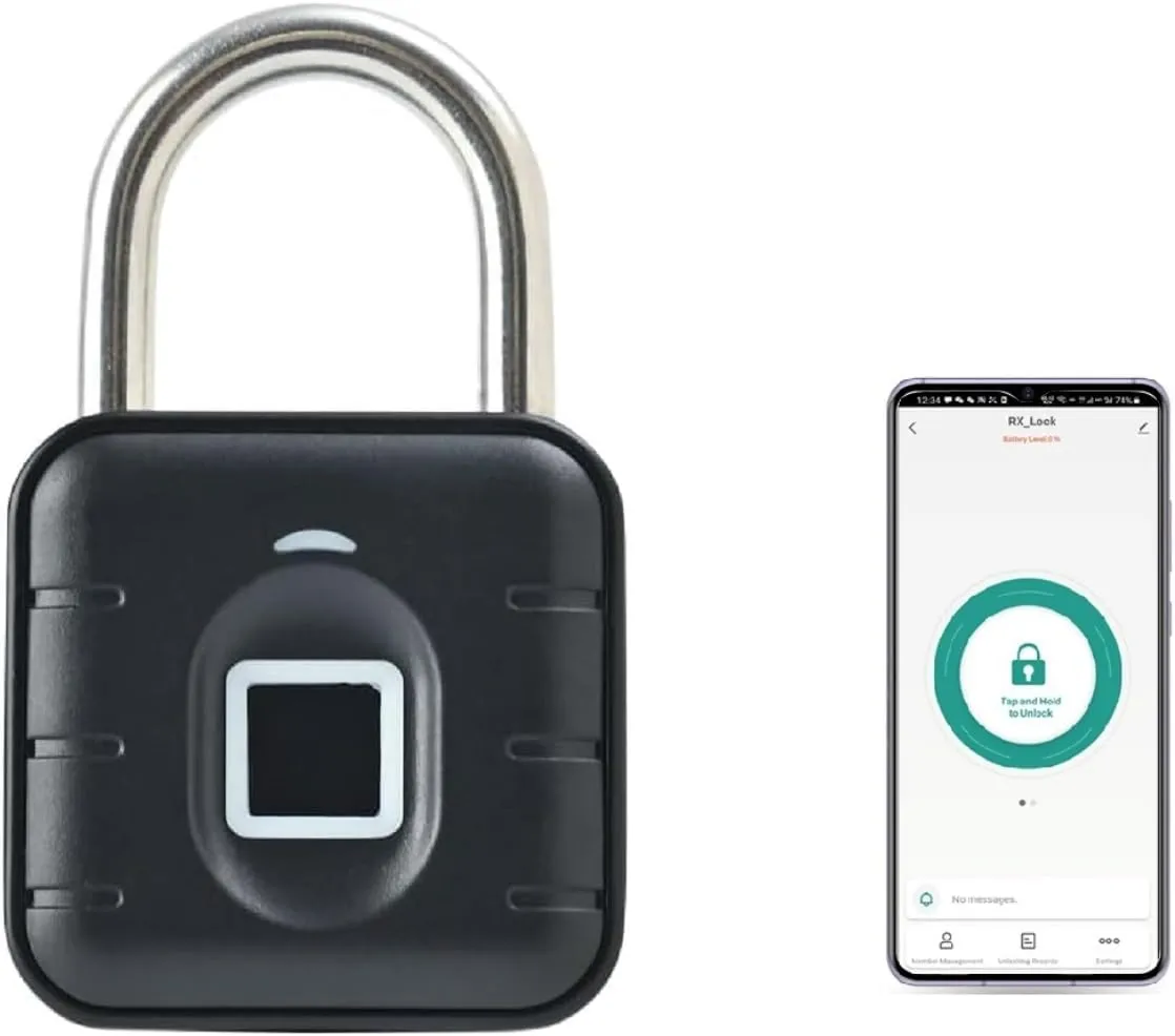 Fingerprint Combination Lock, Fingerprint Lock with TUYA Unlock Locker Lock, Aluminum Alloy Padlock, Keyless Combination Locker Lock, for Gym, School, Travel, Outdoor (Black)