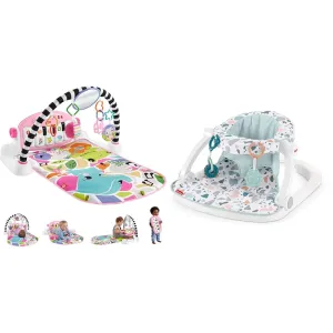 Fisher-Price Baby Activity Mat Kick & Play Piano Gym and Portable Sit-Me-Up Floor Seat Bundle