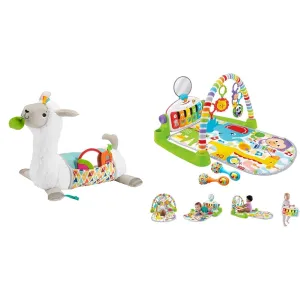 Fisher-Price Baby Toy Grow-with-Me Llama Plush Bundle with Piano Gym, 5 Toys & Maracas