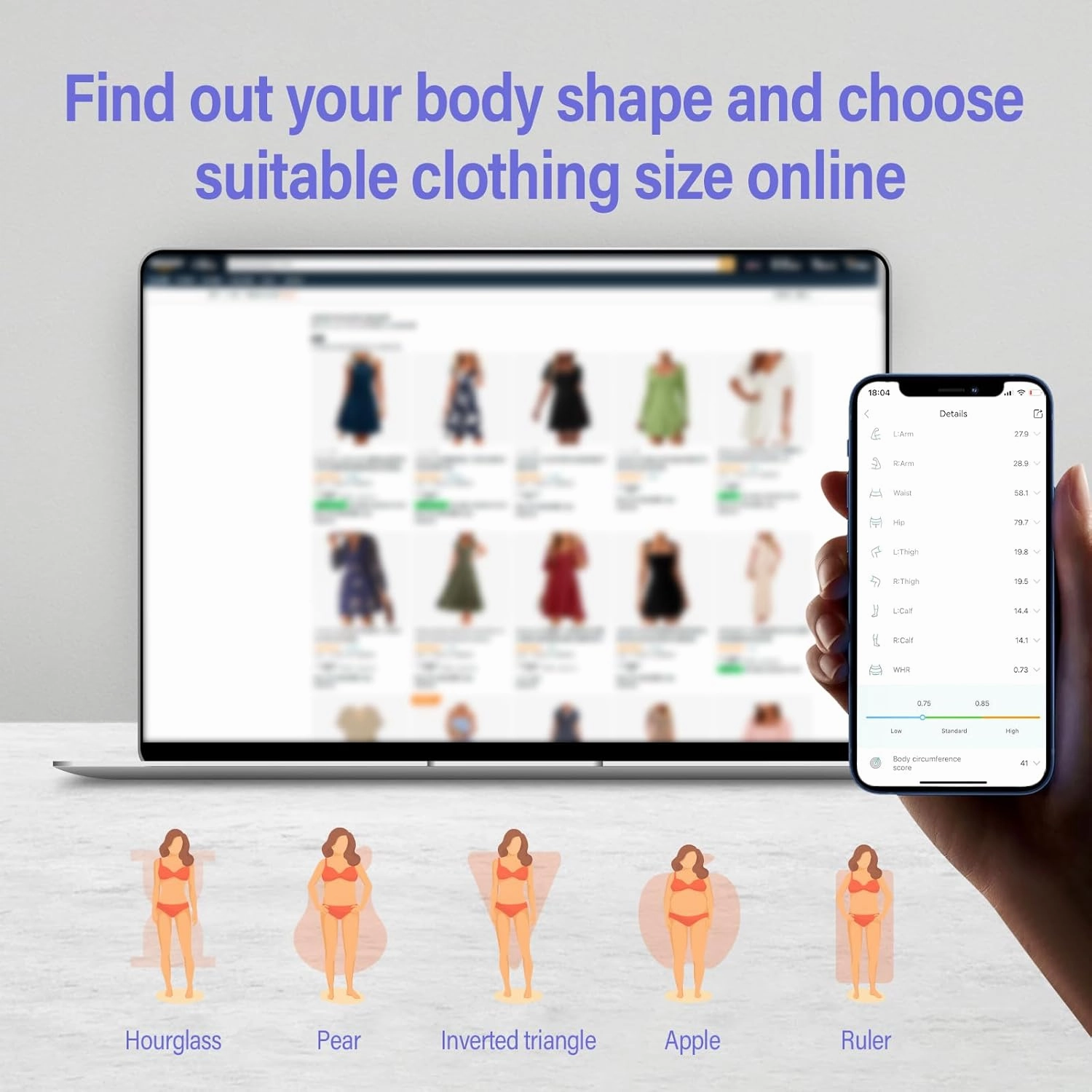Fitdays Smart Body Tape Measure | Bluetooth Body Fat BMI Tool with LED HD Display & Auto-Retract | Fitness & Weight Loss Tracker for Waist/HIPS/Arms | Fitdays App Sync (Purple)