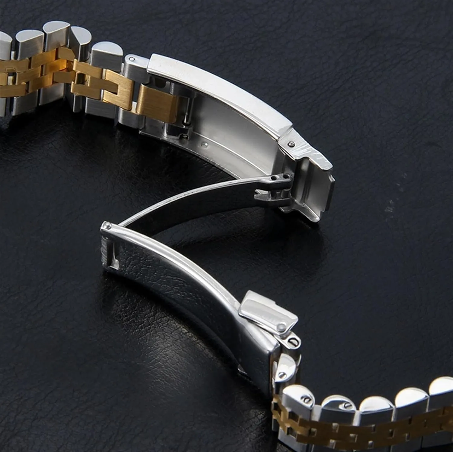 Five Bead Solid Stainless Steel Watch Band 20mm Universal Folding Buckle Watch Accessory Tool Suitable for Quartz Watches Traditional Watches