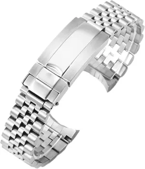 Five Bead Solid Stainless Steel Watch Band 20mm Universal Folding Buckle Watch Accessory Tool Suitable for Quartz Watches Traditional Watches