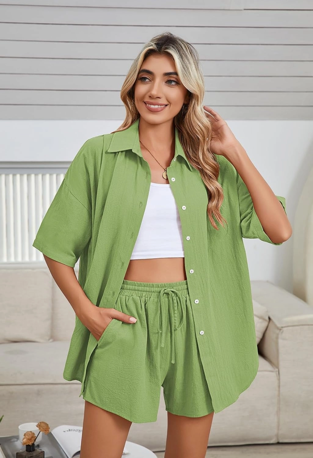 Fixmatti Women 2 Piece Outfit Summer Short Sleeve Top and Shorts Sweatsuit Set