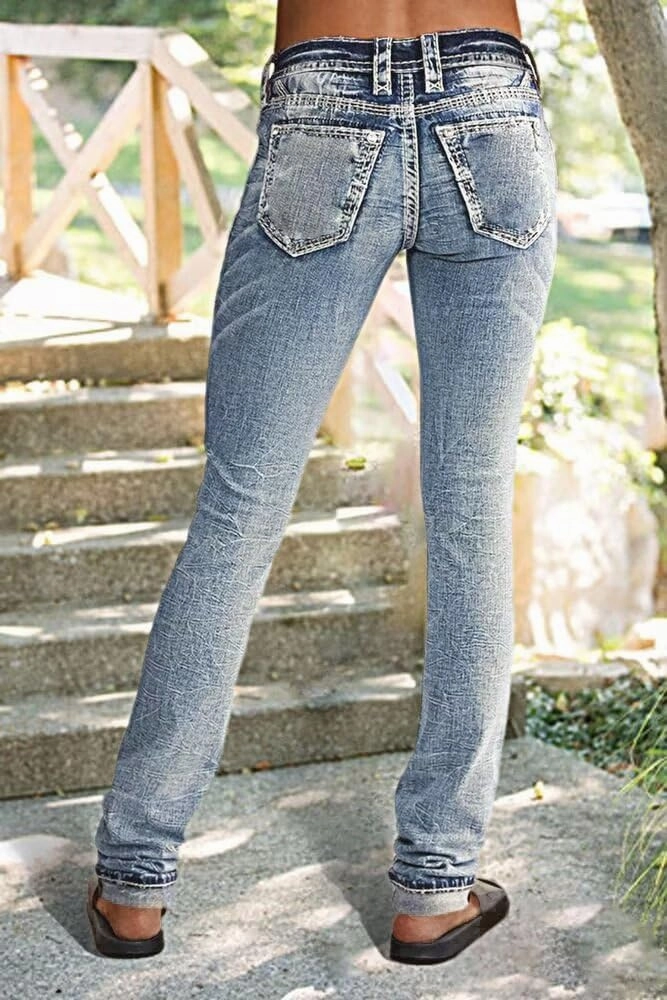 Flamingals Low Rise Skinny Jeans for Women Stretch Butt Lifting Bootcut Denim Pants