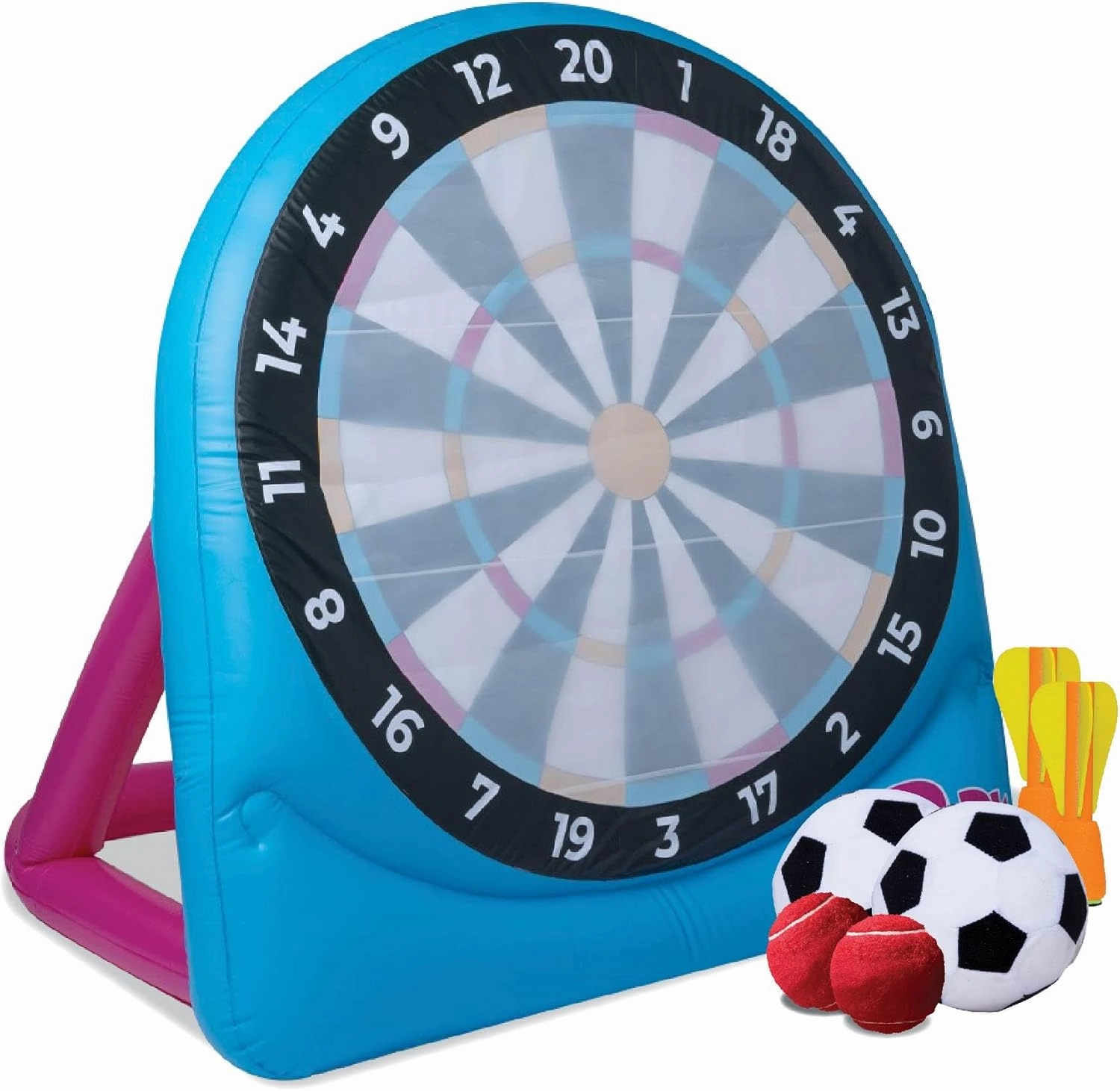 Flybar FunPark Giant Inflatable Dartboard Game for Kids – Outdoor Target Toy with Velcro Darts & Balls – Backyard Sports Set for Boys & Girls Ages 6  – Inflatable Soccer Toss, Pump & Ground Stakes
