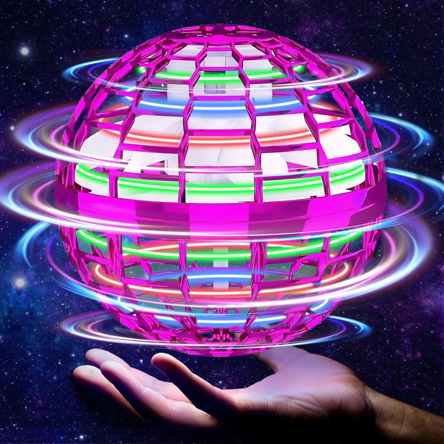 Flying Orb Ball Toy, Galaxy Ball 2024 Cosmic Globe Boomerang Hover Ball Fidget Spinner, Hand Controlled Mini Drone, Cool Toys Gifts for 6 7 8 9 10  Year Old Boys Girls Outdoor Toys