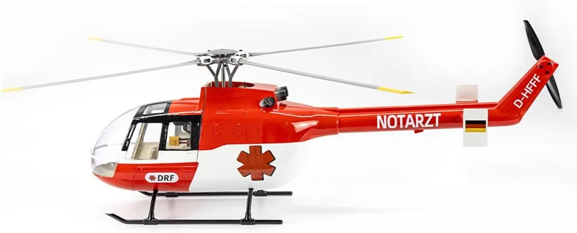FLYWING BO105 RC Helicopter Model for Adults, 470-Class 2.4G 6CH Quick Detachable Propellers Military Plane with GPS, 3D Flight, 4 Advanced Flight Modes RC Aircraft(RTF Version)