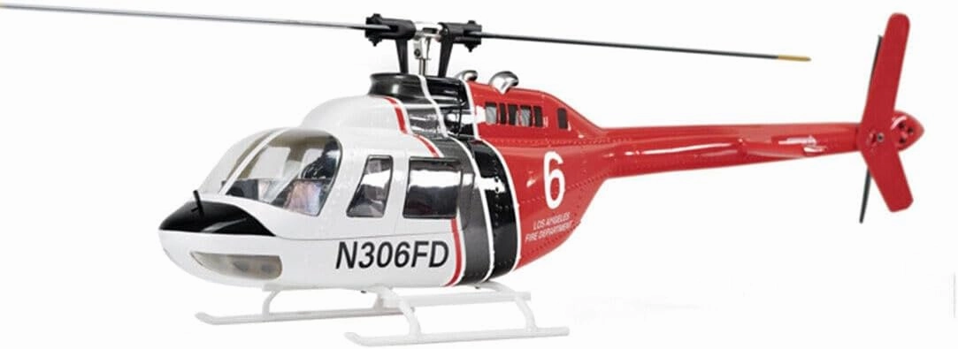 FLYWING Bell-206-V2 RC Helicopter for Adults, 470-Class 6CH Brushless RC Electric Airplane with H1 Flight Controller, 2.4G Remote Control Aircraft Model (RTF Version/Left Control)