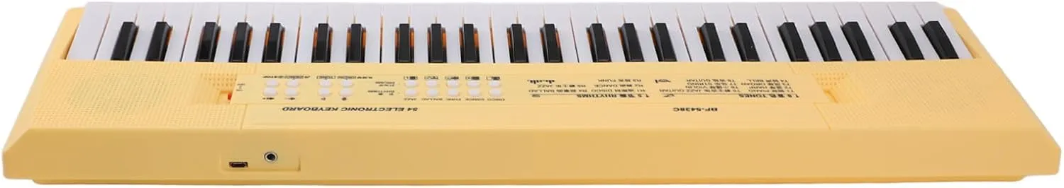Focket Kids Electronic Keyboard Piano, Multifunction Support Recording Electronic Music Keyboard 54 Key Dual Power Supply Portable for Boys (Yellow)