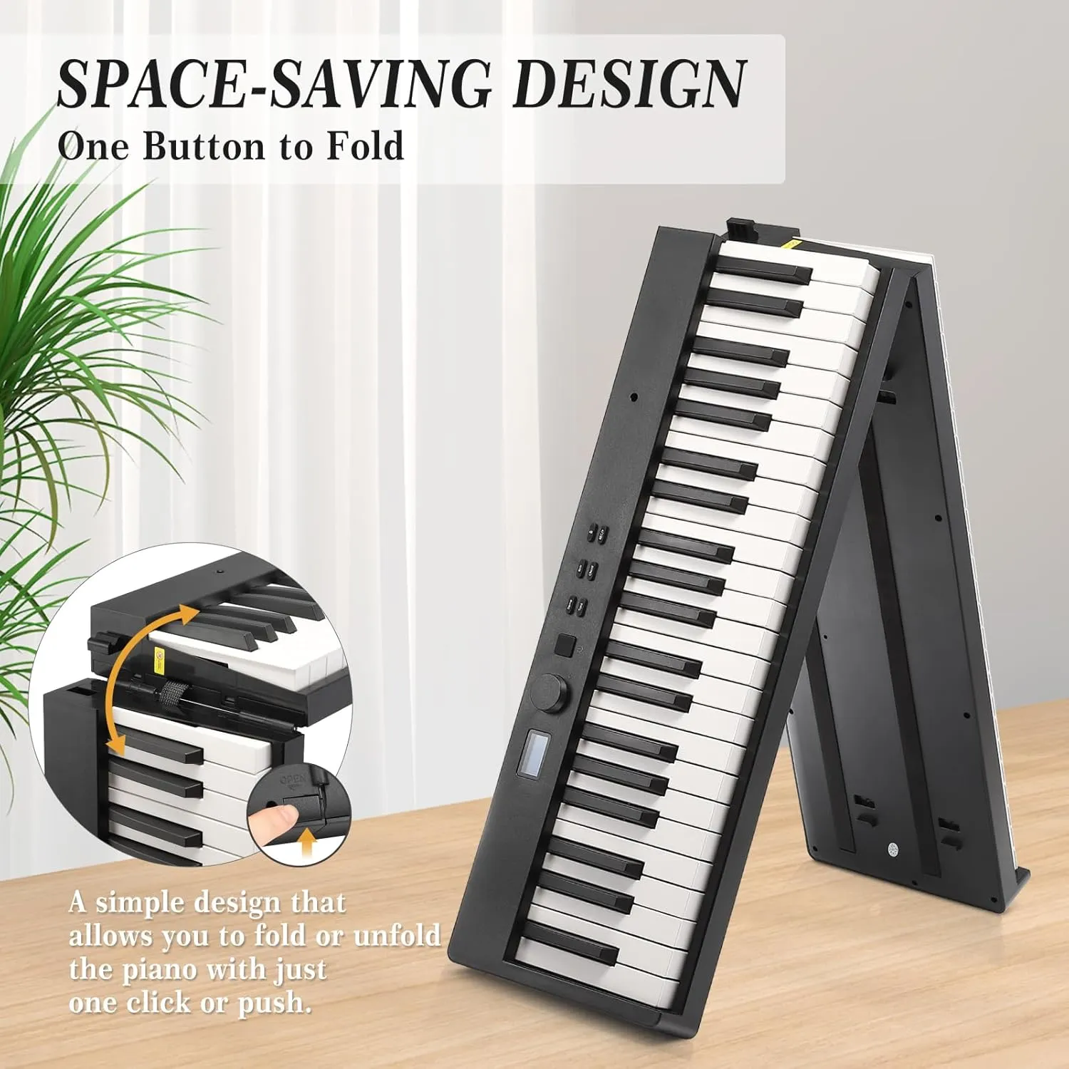 Folding Piano Keyboard,Full Size 88 Key Semi Weighted Keyboards Electric Piano,Portable Keyboard Digital Piano with Sustain Pedal,Headphones, Handbag, Bluetooth, USB MIDI for Beginner,Kids