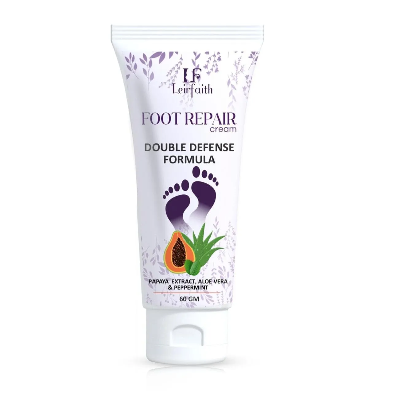 Foot Repair Cream Double Defence Formula | Hydrates to Soften Rough & Dry Feet With Papaya Extract, Peppermint | 60Gm