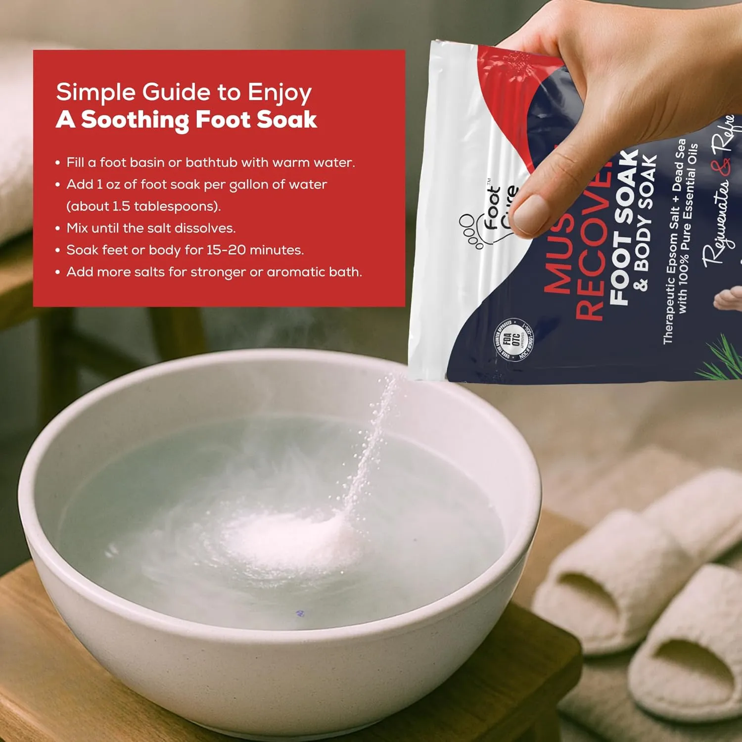 Foot Soak with Epsom Salts – All-Natural Blend for Relaxing Foot Care – Softens Calluses & Refreshes Feet – Invigorating Scent, Spa Pedicure, Made in USA – 16oz (Pack of 1)