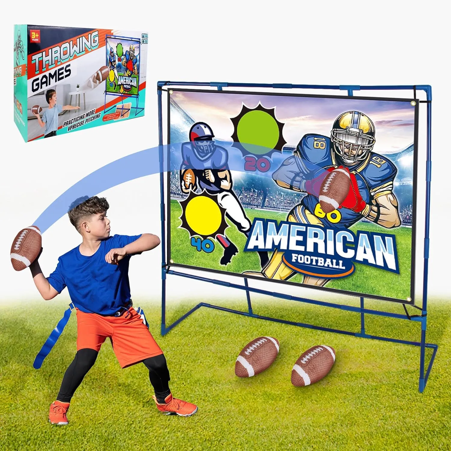 Football Games for Kids with Bracket -Sports & Outdoor Play Toys, Kids Football Throwing Target Game,Indoor Outdoor Backyard Toy Family Party Game,New Years for Kids(Target 47 * 35in)