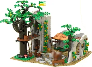 Forest Men's Camp on Old and Forgotten Tower Ruin 1145 Pieces MOC for Age 18 