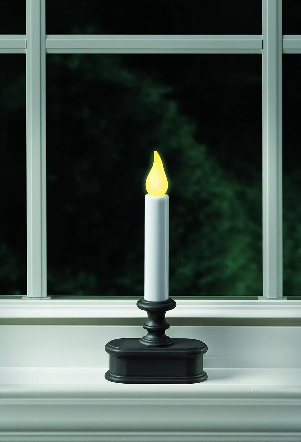 FPC1221A-6 Battery Operated LED Dusk to Dawn Window Candle with Amber Steady On or Flicker Flame, Black/Antique Bronze Pack of 6