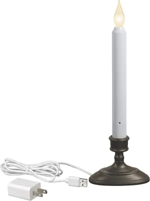 FPC1370A 11 Inch Electric Plug-in Flameless Window Candle with Tilt to Change Flame Color and Dusk to Dawn Light Sensor Timer, Antique Bronze/Black