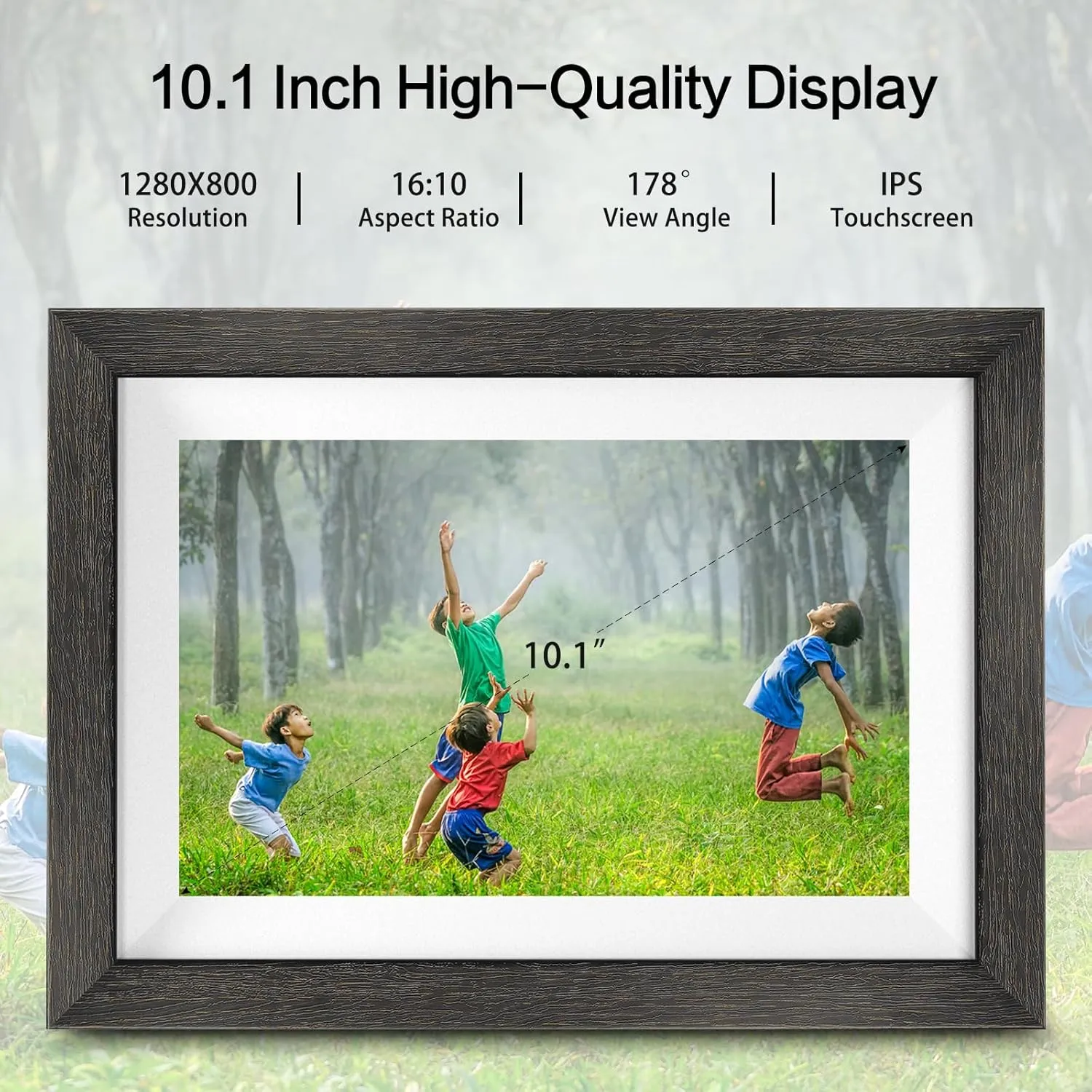 Frameo Digital Photo Frame,10.1 Inch WiFi Smart Digital Picture Frame with HD IPS Touch Screen,Auto-Rotate,Send Pictures from Anywhere via Frameo APP(Wood Effect)