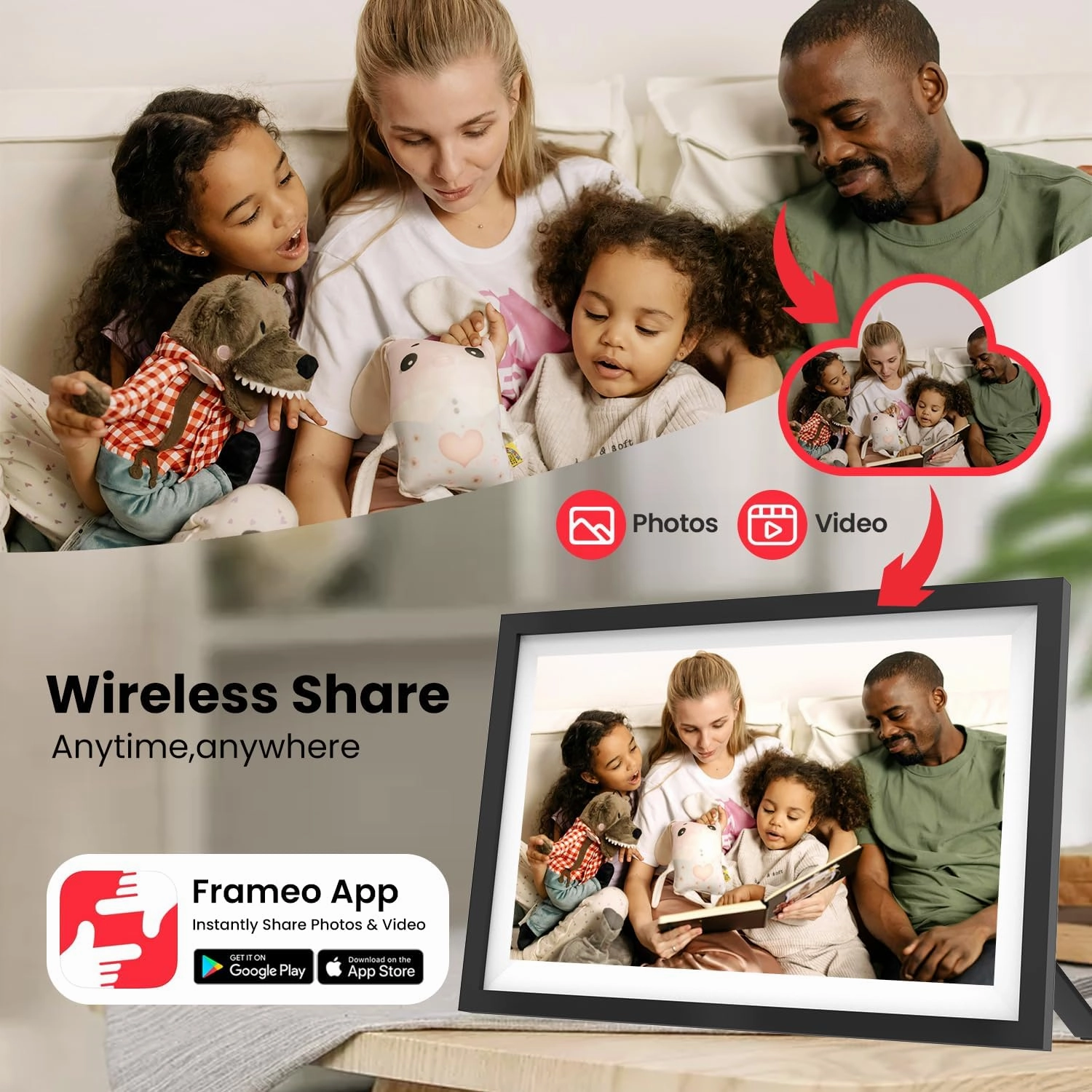 Frameo 10.1" Smart Digital Frame for Father's Day | 32GB WiFi Touch Screen with Auto-Rotate | Instant Photo Sharing from Anywhere | HD Display & Memory Wall for Family Moments
