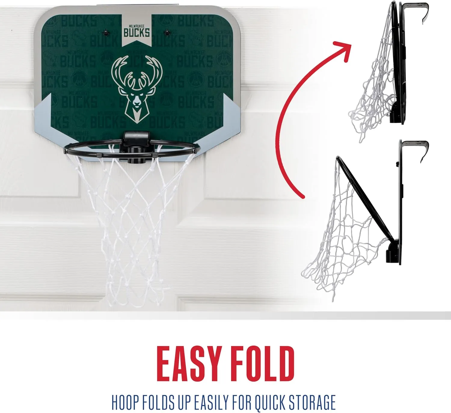 Franklin Sports NBA Team Over The Door Basketball Hoop - Kids Indoor Mini Basketball Hoop with Basketball - NBA Fan Shop Mini Hoop for Bedroom & Office