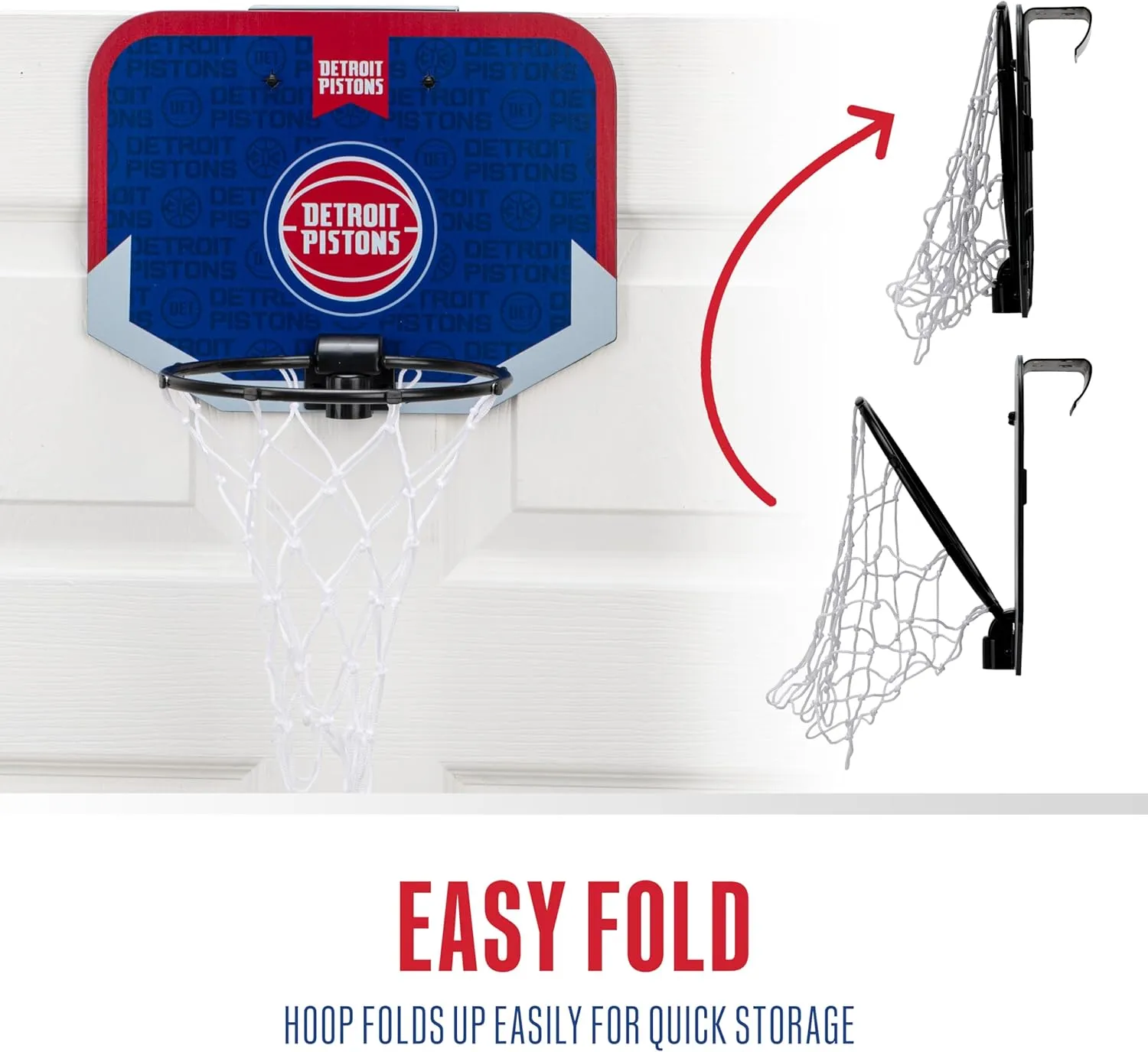 Franklin Sports NBA Team Over The Door Basketball Hoop - Kids Indoor Mini Basketball Hoop with Basketball - NBA Fan Shop Mini Hoop for Bedroom & Office