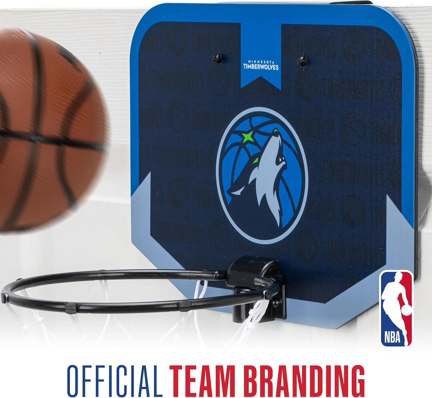 Franklin Sports NBA Team Over The Door Basketball Hoop - Kids Indoor Mini Basketball Hoop with Basketball - NBA Fan Shop Mini Hoop for Bedroom & Office