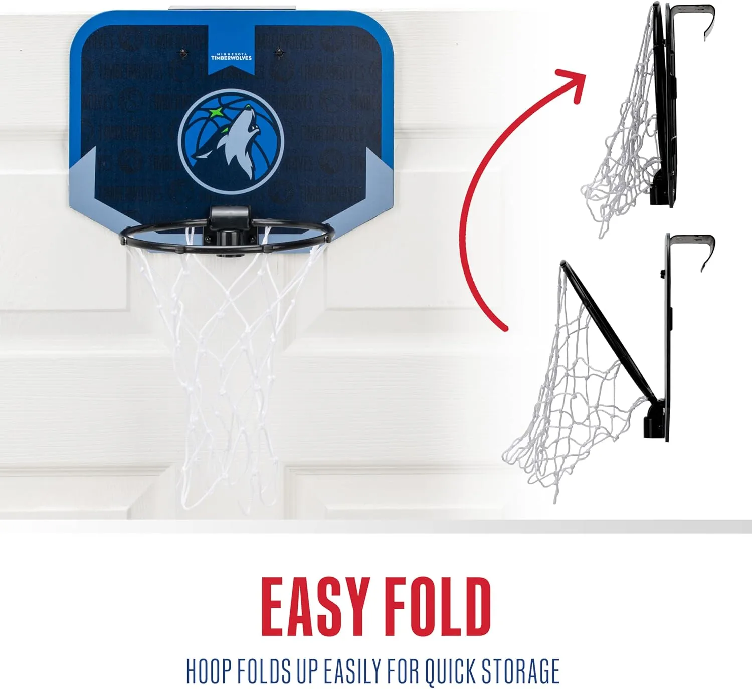 Franklin Sports NBA Team Over The Door Basketball Hoop - Kids Indoor Mini Basketball Hoop with Basketball - NBA Fan Shop Mini Hoop for Bedroom & Office