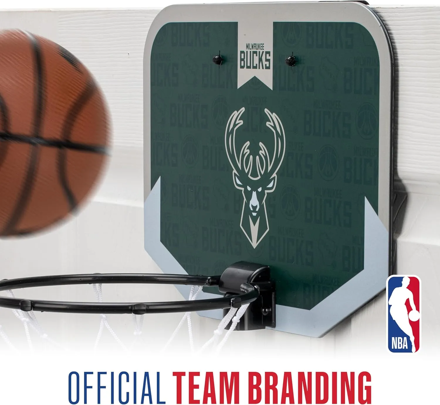 Franklin Sports NBA Team Over The Door Basketball Hoop - Kids Indoor Mini Basketball Hoop with Basketball - NBA Fan Shop Mini Hoop for Bedroom & Office