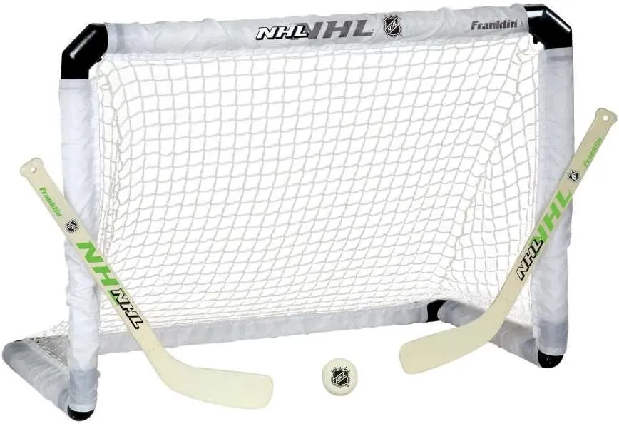 Franklin Sports NHL Knee Hockey Set - Includes 1 Light Up Hockey Goal, 2 Mini Sticks   1 Ball - Glow in The Dark - Great Toy for Kids