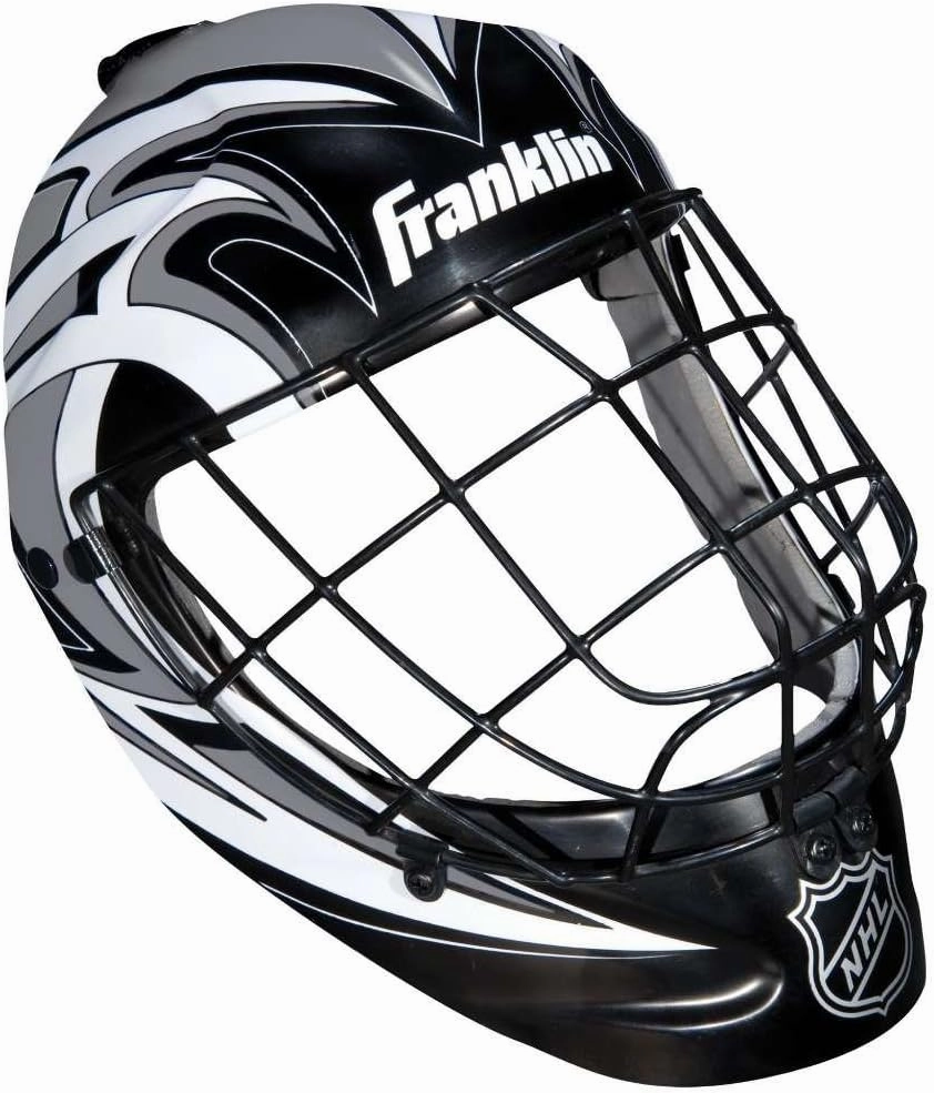 Franklin Sports NHL Youth Knee Hockey Goalie Pads   Helmet Set - Kids Knee   Mini Hockey Goalie Gear   Equipment - (2) Leg Pads, Catch Glove, Blocker   Mask Included