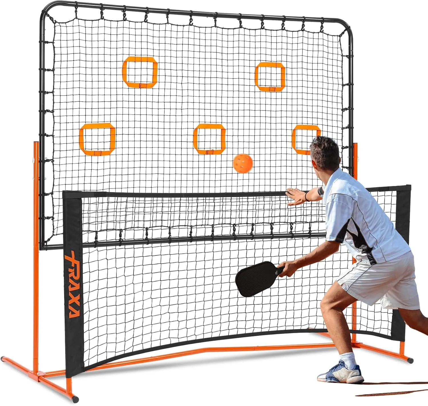 Fraxa Pickleball Rebounder Training Equipment - Pickleball Net for Solo Practice Drives Dinks Volley Accuracy - Portable for Outdoor Driveway Backyard Indoor Garage