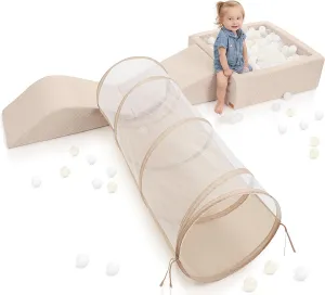 Fun Climbing Toy Set for Toddlers Aged 1-3 - Incl. Crawl Through Tunnel, Large Ball Pit & Climbing Blocks for Unlimited Indoor Fun - Perfect Foam Play Gym for Baby/Kids to Safely Learn New Skills
