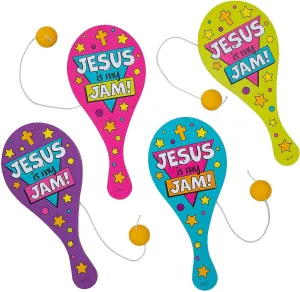 Fun Express Colorful Jesus is My Jam Paddleball Games - 12 Pc