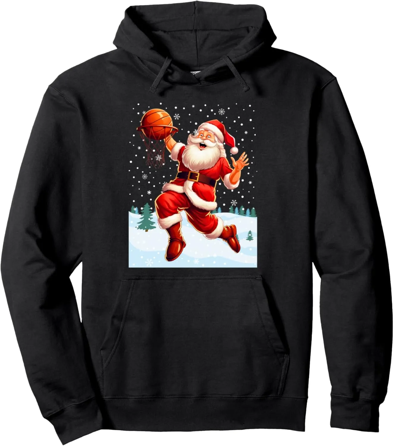 Funny Christmas Basketball Ball Santa Claus Slam Dunk Sports Pullover Hoodie
