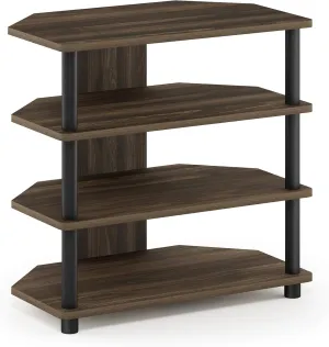 Furinno Turn-N-Tube Easy Assembly 4-Tier Petite Entertainment Center / TV Stand / TV Unit / TV Desk, Columbia Walnut/Black