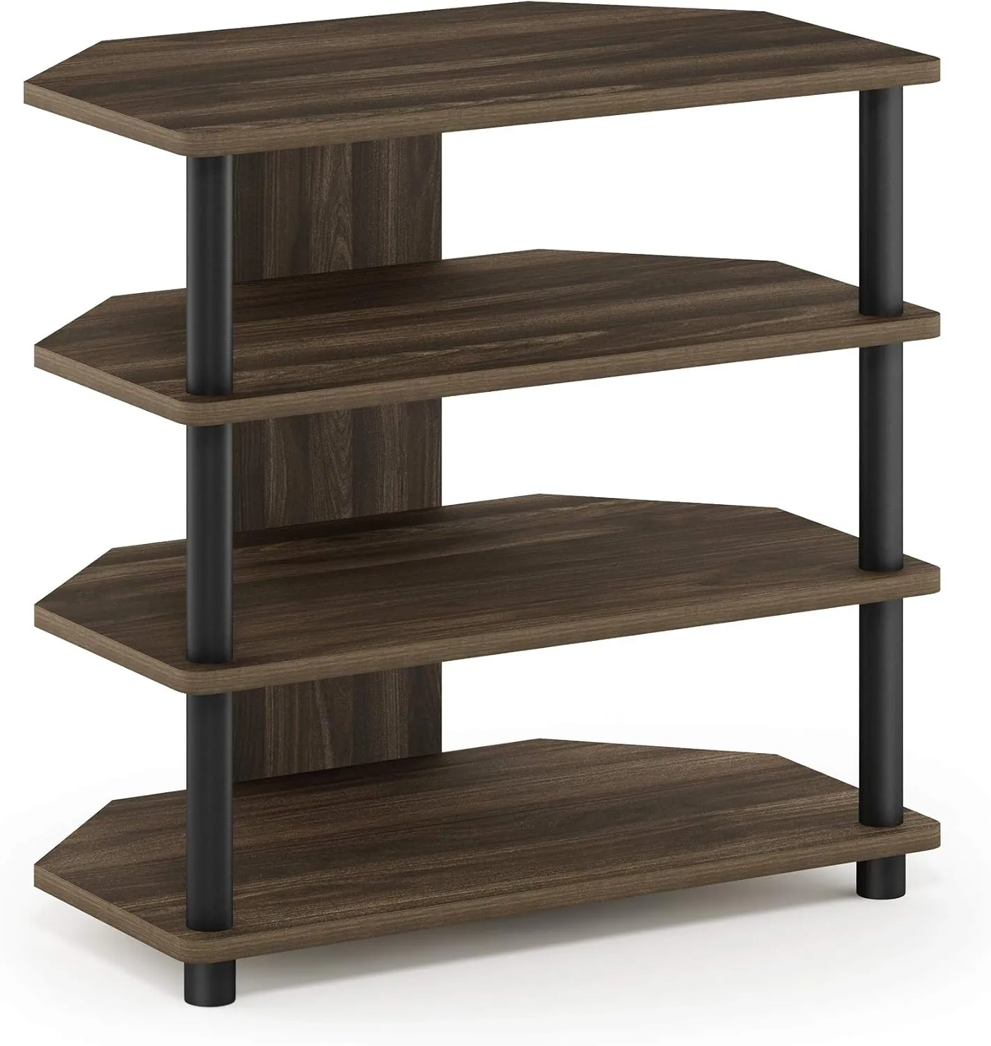 Furinno Turn-N-Tube Easy Assembly 4-Tier Petite Entertainment Center / TV Stand / TV Unit / TV Desk, Columbia Walnut/Black