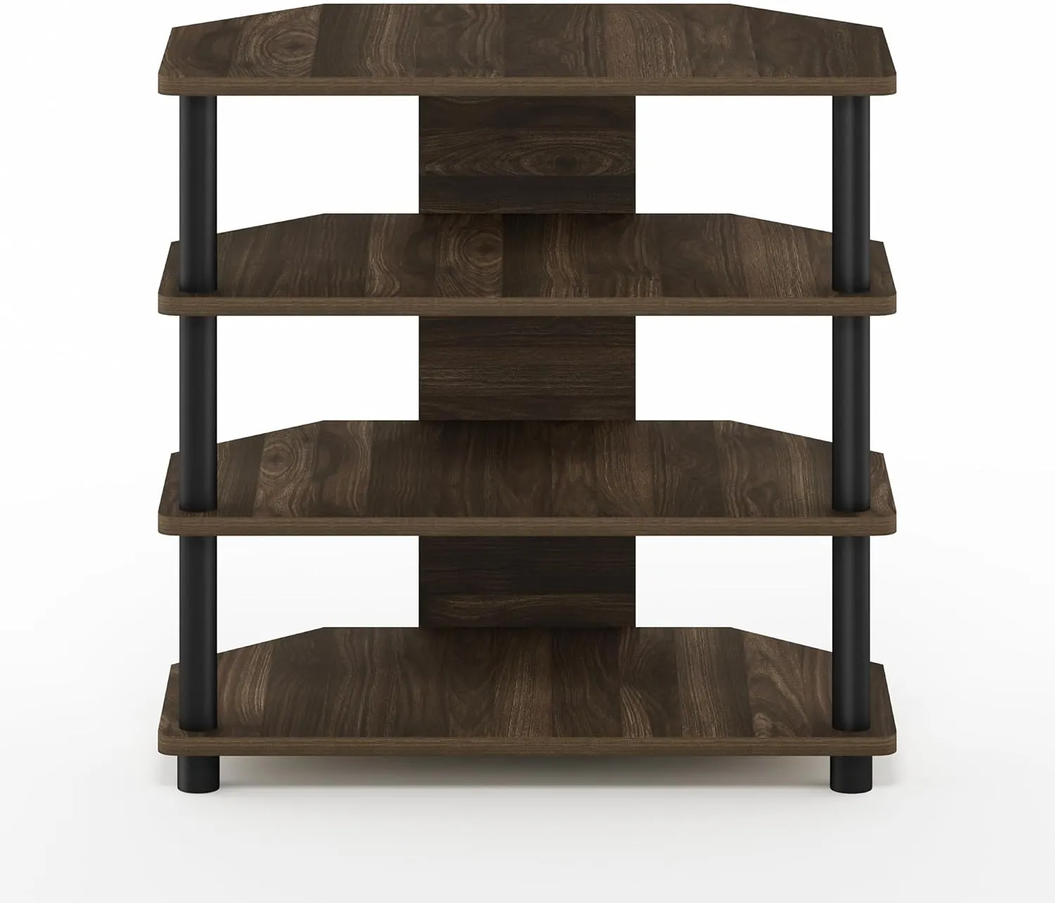 Furinno Turn-N-Tube Easy Assembly 4-Tier Petite Entertainment Center / TV Stand / TV Unit / TV Desk, Columbia Walnut/Black