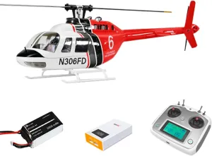 FW Bell-206-V3 RC Helicopter for Adults, 470-Class 2.4G 6CH Military Remote Control Helicopter with GPS Positioning H1 Flight Controller, Without Battery Transmitter -RNP