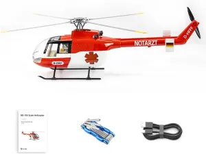 FW BO105 RC Helicopter for Adults, 470-Class 2.4G 6CH Military Remote Control Helicopter with GPS Positioning H1 Flight Controller, Without Battery Charger Transmitter -RTF