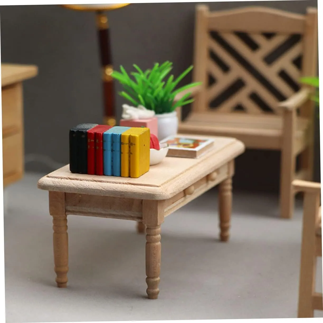 GALPADA 3pcs Scale Uncolored Tea Table Furniture for Dollhouse Living and Bedroom Accessories