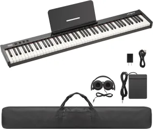 GAOMON Piano Keyboard 88 Keys Semi-weighted, Full-Size Electric Keyboard Piano for Beginners,Portable Keyboard with Headphones,Sustain Pedal,Handbag,Bluetooth, USB MIDI