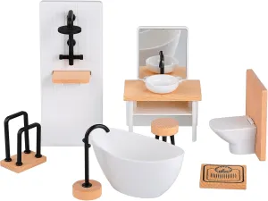 Garneck Dollhouse Bathroom Set 8pcs Miniature Furniture Accessories 1/12 Scale Includes Toilet - Sink - Bathtub & Cabinet for Dollhouse Decor and Playtime Fun