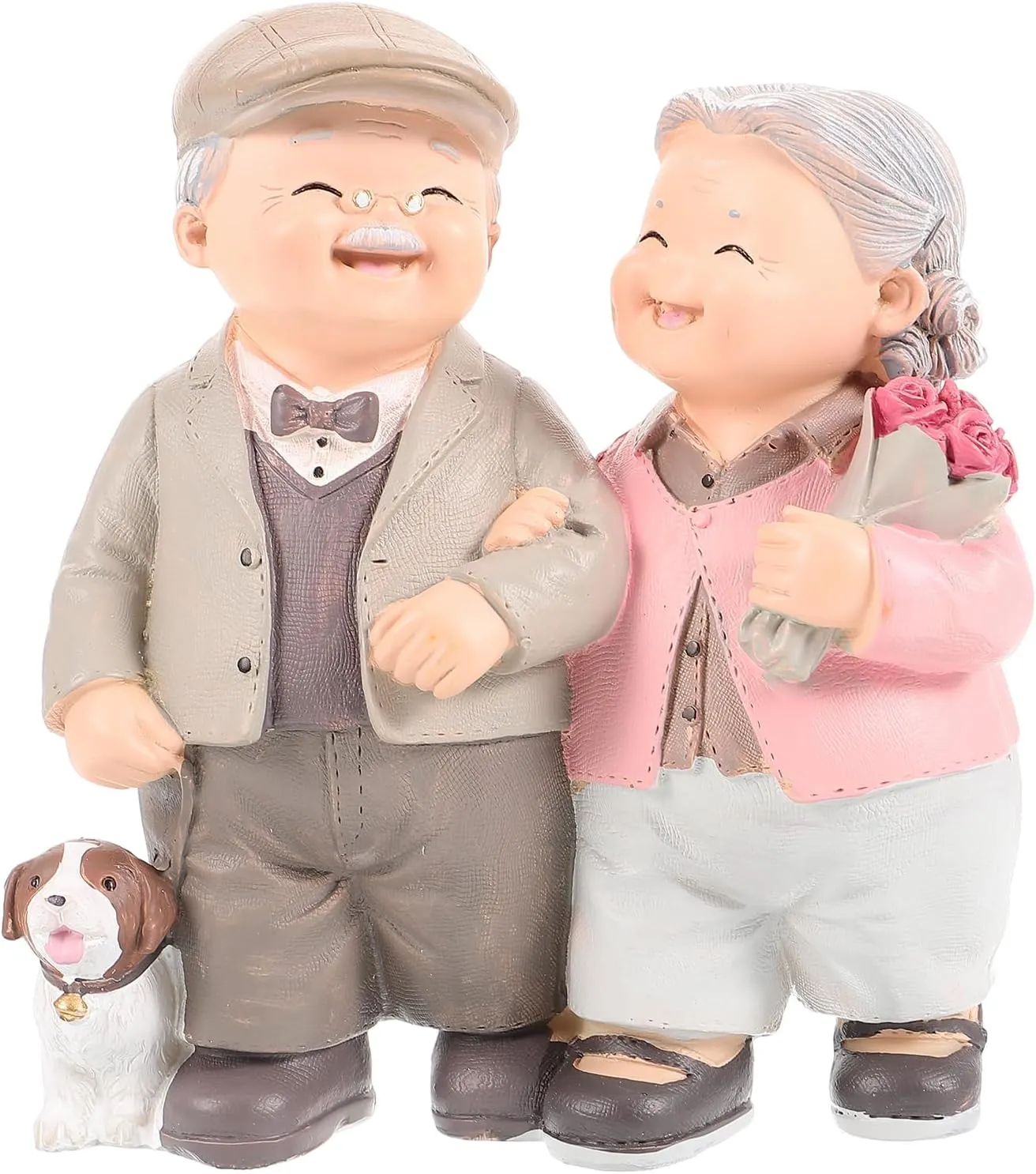 Garneck Old Man Granny Ornaments Old Couple Figurines Miniature Fairy Figures Grandparents Couple Cake Decorations Themed Party Desktop Decor Lovely Adornment Doll House Mature Elder Resin